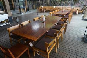Chairs and tables made of aesthetic wood photo