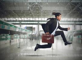 Businessman late for work photo