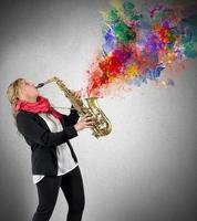 Creative women saxophonist photo