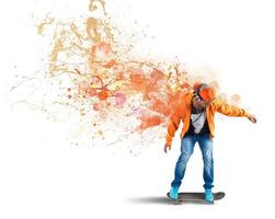 Orange skater on white background photo