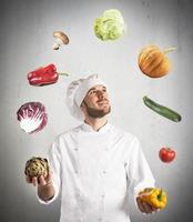 Chef with vegetables photo