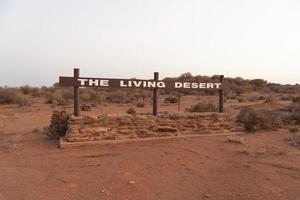 BROKEN HILL, AUSTRALIA.  On December 27, 2019.  The Living Desert entrance sign, major attractions the sculptures and the flora and fauna sanctuary. photo