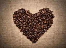 Love heart made of coffee beans photo