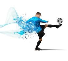 Soccer player with football photo