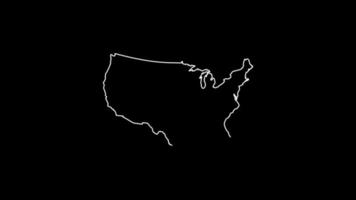 USA map animation line. Black line animation. 4K Resolution. United States of America Map Outline
