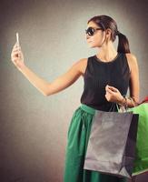 Woman Shopping and taking selfie photo