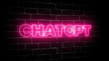 Chiacchierare gpt neon leggero effetto con mattoni parete sfondo video