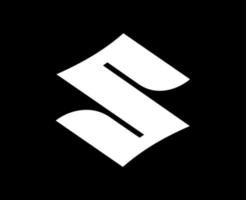 Suzuki Brand Logo Car Symbol White Design Japan Automobile Vector Illustration With Black Background