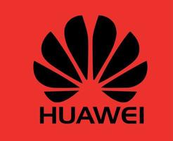 Huawei Logo Brand Phone Symbol With Name Black Design China Mobile Vector Illustration With Red Background