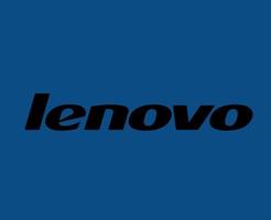 Lenovo Brand Logo Phone Symbol Name Black Design China Mobile Vector Illustration With Blue Background