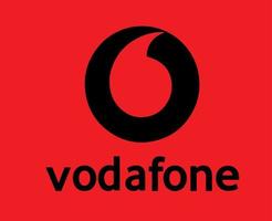 Vodafone marca logo teléfono símbolo con nombre negro diseño Inglaterra móvil vector ilustración con rojo antecedentes