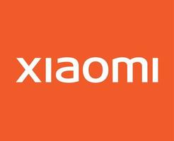 Xiaomi Brand Logo Phone Symbol White Name Design Chinese Mobile Vector Illustration With Orange Background