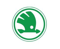 skoda marca logo coche símbolo verde diseño checo automóvil vector ilustración