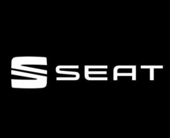 SEAT Brand Logo Car Symbol With Name White Design Spanish Automobile Vector Illustration With Black Background