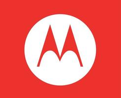 Motorola Brand Logo Phone Symbol White Design Usa Mobile Vector Illustration With Red Background