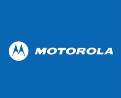 Motorola Logo Brand Phone Symbol With Name White Design Usa Mobile Vector Illustration With Blue Background