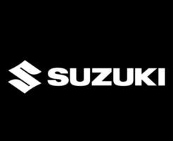 suzuki marca logo coche símbolo con nombre blanco diseño Japón automóvil vector ilustración con negro antecedentes