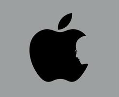 Apple Brand Logo Phone Symbol With Steve Jobs Face Black Design Mobile Vector Illustration With Gray Background