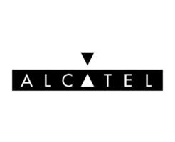 Alcatel marca logo teléfono símbolo negro diseño móvil vector ilustración