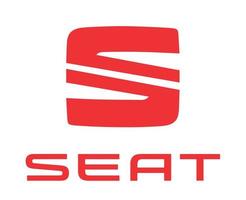 SEAT Logo Brand Car With Name Red Design Spanish Automobile Vector Illustration