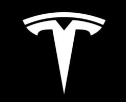 Tesla Brand Logo Car Symbol White Design USA Automobile Vector Illustration With Black Background