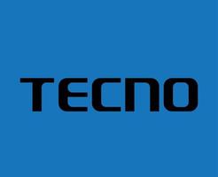 tecno marca logo teléfono símbolo nombre negro diseño chino móvil vector ilustración con azul antecedentes