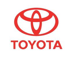 Toyota Brand Logo Car Symbol With Name Red Design japan Automobile Vector Illustration