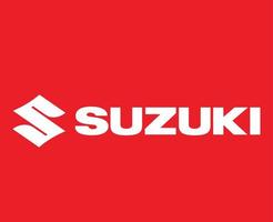 Suzuki Brand Logo Car Symbol With Name White Design Japan Automobile Vector Illustration With Red Background