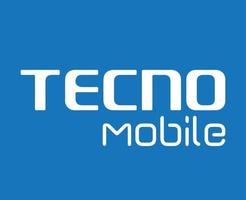 Tecno Brand Logo Phone Symbol White Design Chinese Mobile Vector Illustration With Blue Background