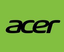 Acer Brand Logo Phone Symbol Black Design Taiwan Mobile Vector Illustration With Green Background