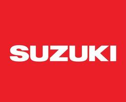 Suzuki Brand Logo Car Symbol Name White Design Japan Automobile Vector Illustration With Red Background