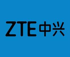 ZTE Logo Brand Phone Symbol Black Design Hong Kong Mobile Vector Illustration With Blue Background