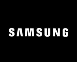 Samsung marca logo teléfono símbolo nombre blanco diseño sur coreano móvil vector ilustración con negro antecedentes