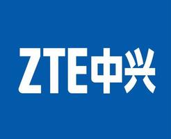 ZTE Brand Logo Phone Symbol White Design Hong Kong Mobile Vector Illustration With Blue Background