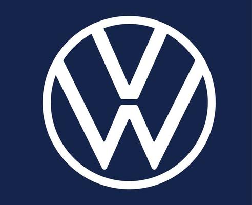  Volkswagen Logo Marca Coche Símbolo Diseño Blanco Automóvil Alemán Ilustración Vectorial Con Fondo Azul Arte Vectorial en Vecteezy
