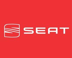 SEAT Logo Brand Car Symbol With Name White Design Spanish Automobile Vector Illustration With Red Background