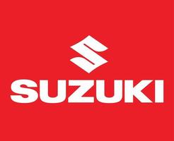 Suzuki Logo Brand Car Symbol With Name White Design Japan Automobile Vector Illustration With Red Background