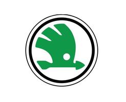 Skoda Logo Brand Car Symbol Black And Green Design Czech Automobile Vector Illustration