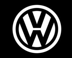 Volkswagen Brand Logo Car Symbol White Design German Automobile Vector Illustration With Black Background