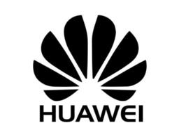 Huawei logo marca teléfono símbolo con nombre negro diseño China móvil vector ilustración