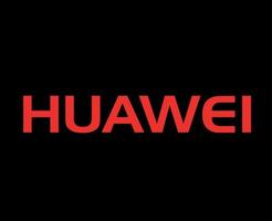 Huawei marca logo teléfono símbolo nombre rojo diseño China móvil vector ilustración con negro antecedentes