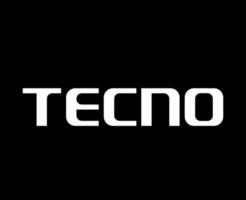 tecno marca logo teléfono símbolo nombre blanco diseño chino móvil vector ilustración con negro antecedentes