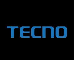 tecno marca logo teléfono símbolo nombre azul diseño chino móvil vector ilustración con negro antecedentes