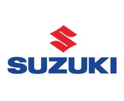 Suzuki Logo Brand Car Symbol Red With Name Blue Design Japan Automobile Vector Illustration