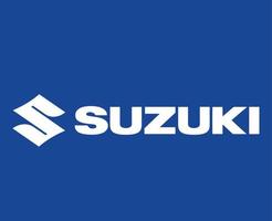 Suzuki Brand Logo Car Symbol With Name White Design Japan Automobile Vector Illustration With Blue Background
