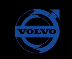 Volvo Brand Logo Car Symbol With Name Blue Design Swedish Automobile Vector Illustration With Black Background