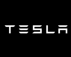 Tesla Brand Logo Car Symbol Name White Design USA Automobile Vector Illustration With Black Background