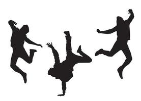 Vector graphic in the form of a silhouette of three men in dance