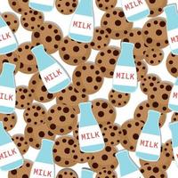pattern milk bottle and cookies baby pattern vector