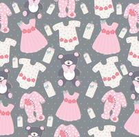 Baby pattern pink and white clothes and pacifier for babies vector